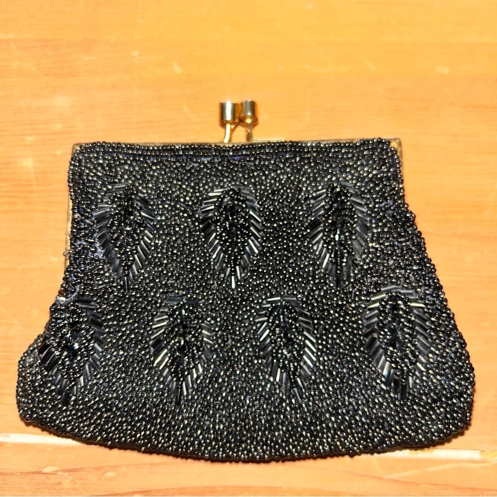 Elegant Black Beaded Clutch